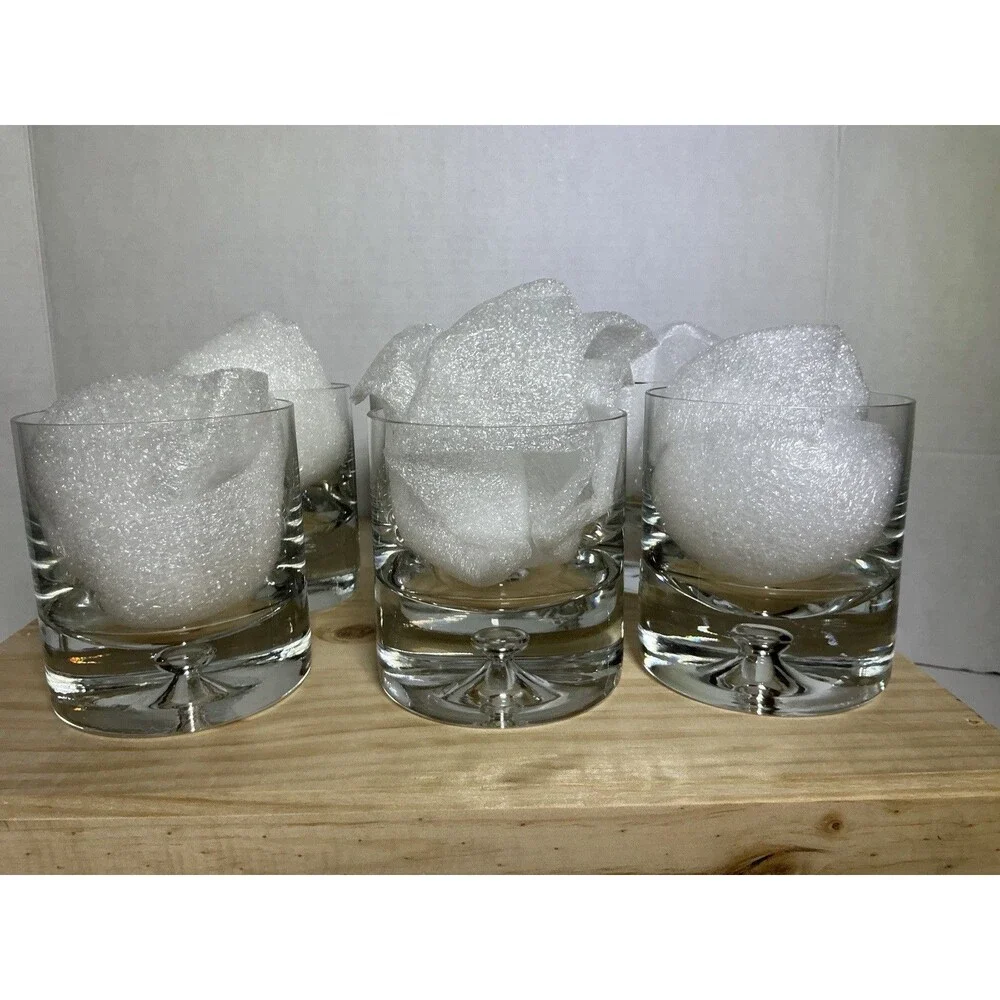 HTF CRATE & BARREL POLAND CLEAR KROSNO BUBBLE DOF GLASS Set Of 6